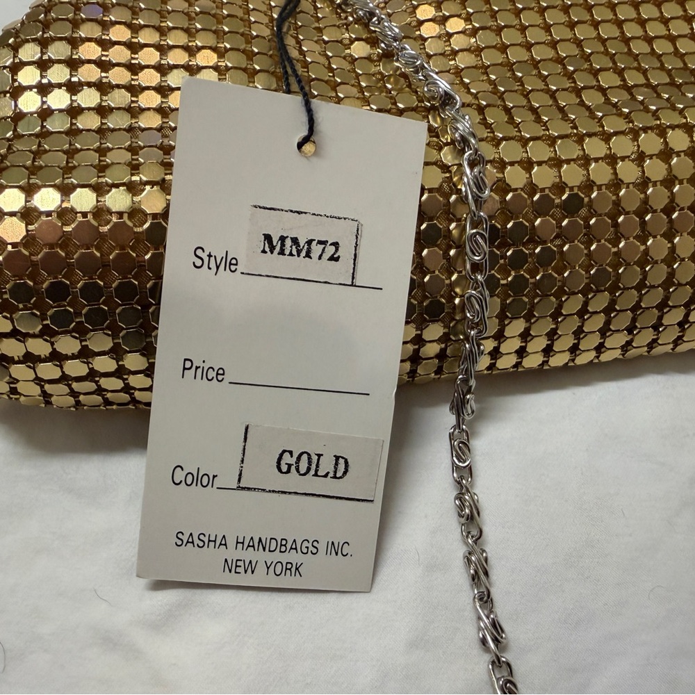 NWT Sasha Metallic Gold Evening Bag - Picture 8 of 10